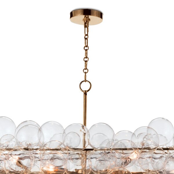 Bubbles Chandelier Linear (Clear) Natural Brass Regina Andrew Detroit